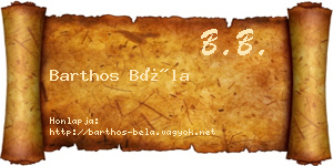 Barthos Béla névjegykártya