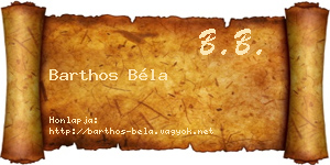 Barthos Béla névjegykártya