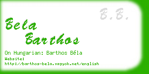bela barthos business card