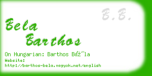 bela barthos business card